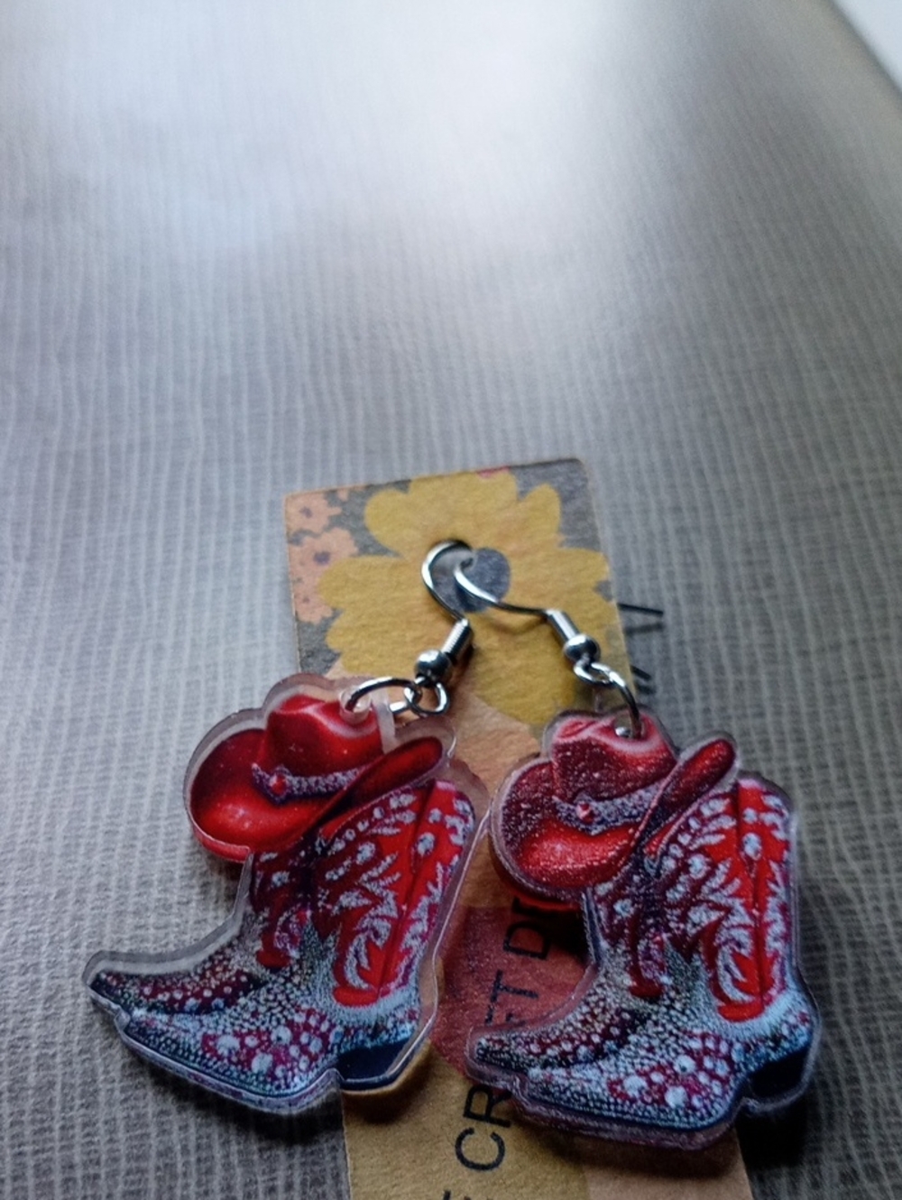 Red Cowboy Boot and Hat Earrings for Women